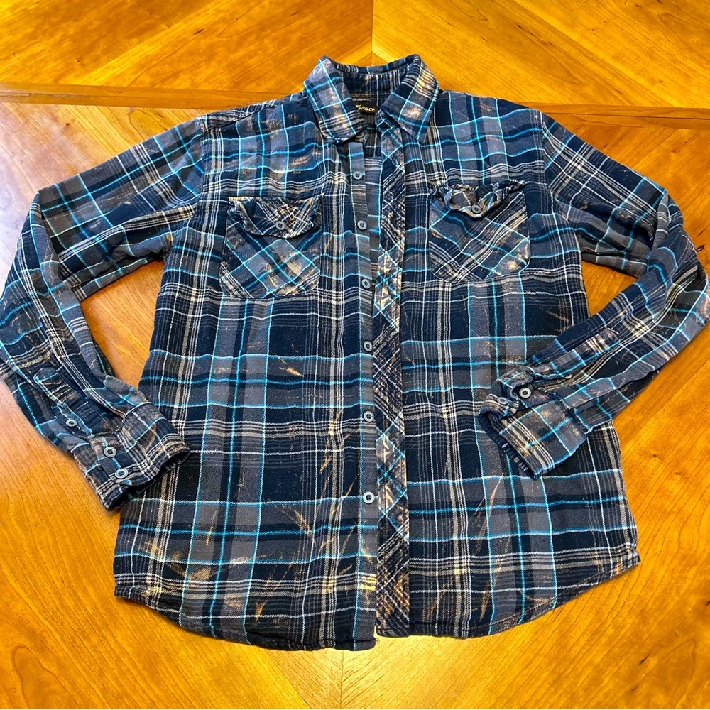 Y2K Distressed Bleached Flannel Shirt